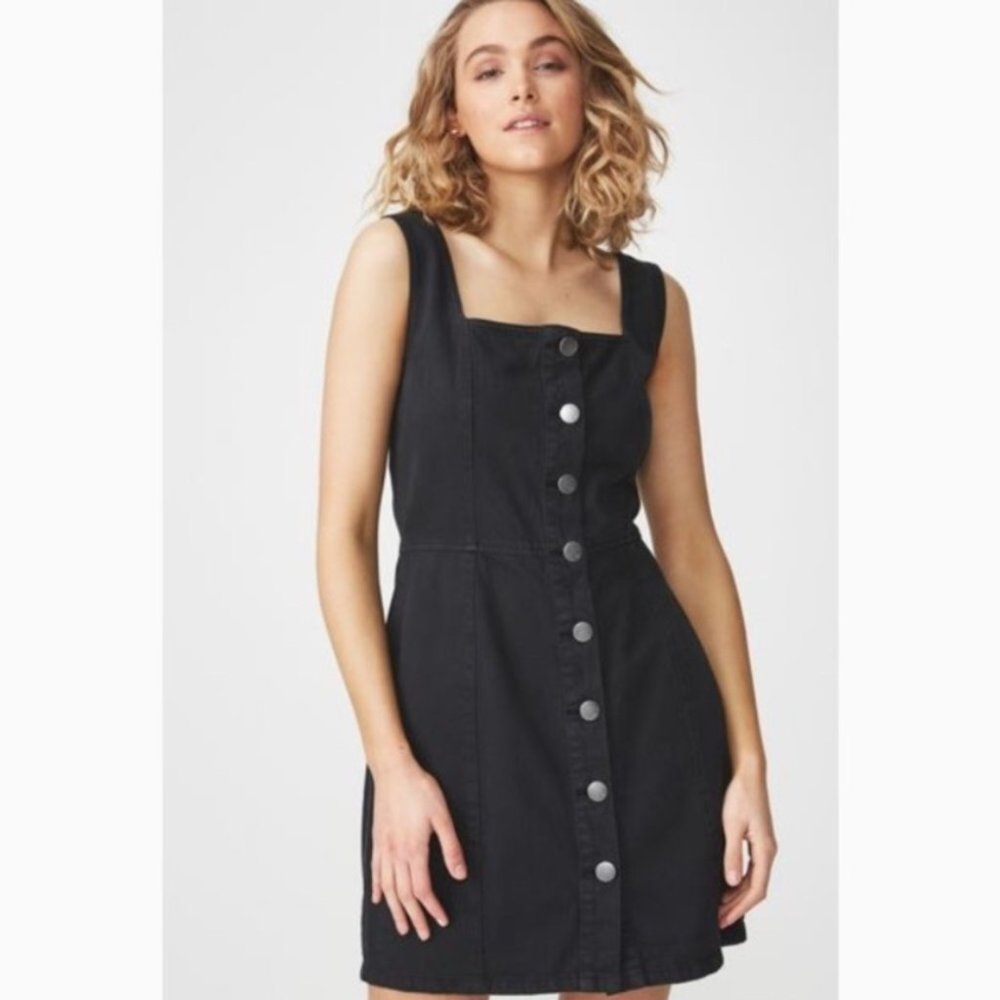 Cotton On Black Button Down Denim Dress